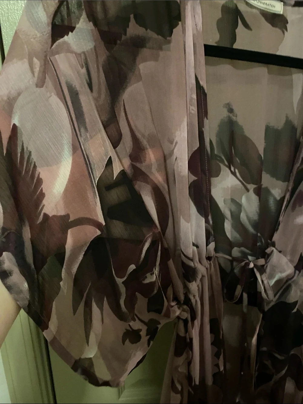 BCBGeneration Sheer Floral Tie-Waist Kimono Coverup - Picture 5 of 8